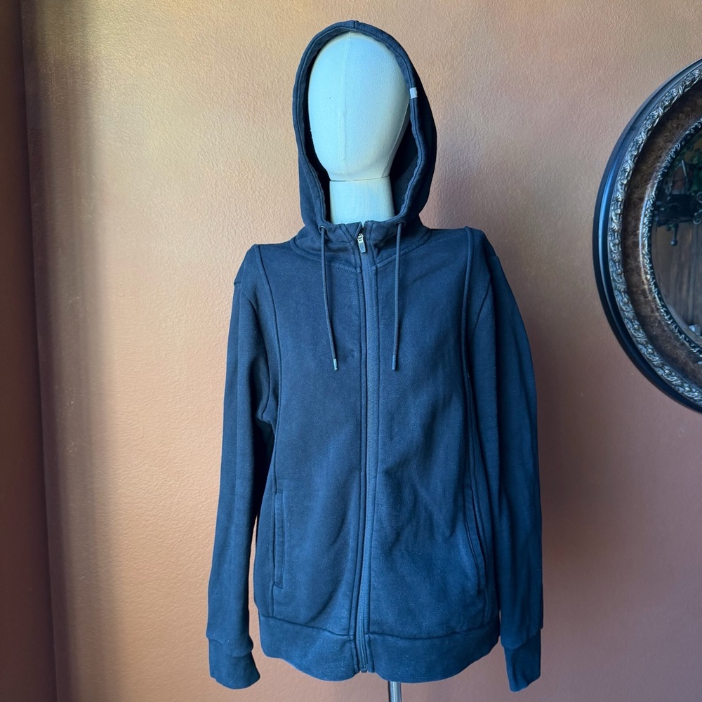 Figs Women's Essential Hoodie Sweatshirt Large Black Zip-Up Jacket